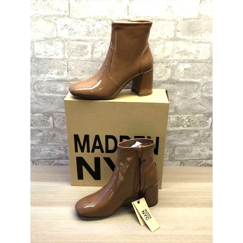 Women's Size: 7 1/2 Lug Zipper Booties . Tan . Madden NYC . New in Box